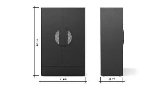Highboard Jyn - BHT ca. 91x144x41 cm, Lack, Schwarz, Bodenstehend