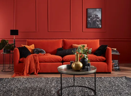 Sofa Montreal - 4-Sitzer, Tiefe 2, Stoff, Orange