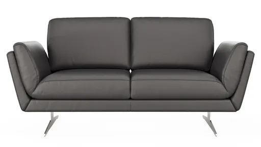 Sofa Tova - 2-Sitzer inkl. Rücken- und Armlehnfunktion, Kufe, Leder, Schwarz