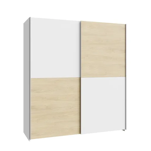 Schwebetürenschrank FREDDY- B ca. 170 cm, Weiß, Eiche Dekor
