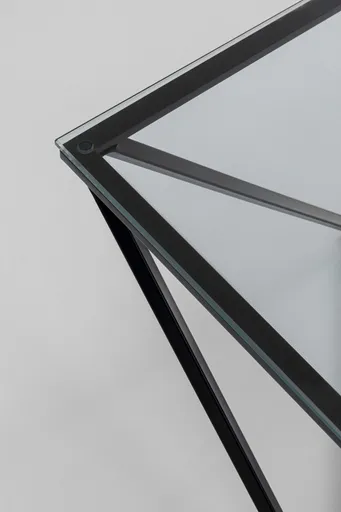 Couchtisch - BHT ca. 80x45x80 cm, Stahl, Schwarz, Glas, Klar