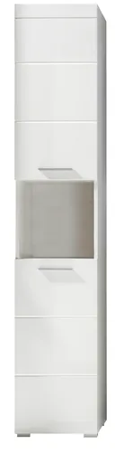 Hochschrank - B ca. 37 cm, Weiß, Weiß Hochglanz