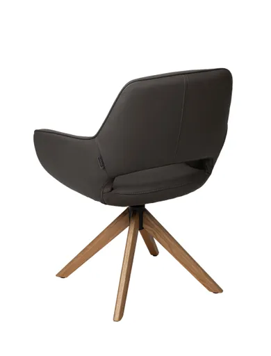 Armlehnstuhl MARIELLE - drehbar, Leder, Dunkelbraun