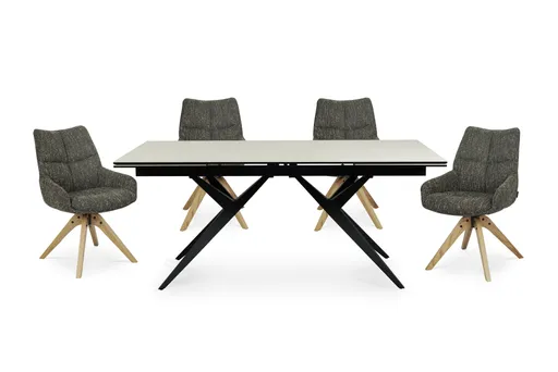 Esstisch MICHELA - ausziehbar, LB ca. 180x95 cm, Glaskeramik, Travertin farbig