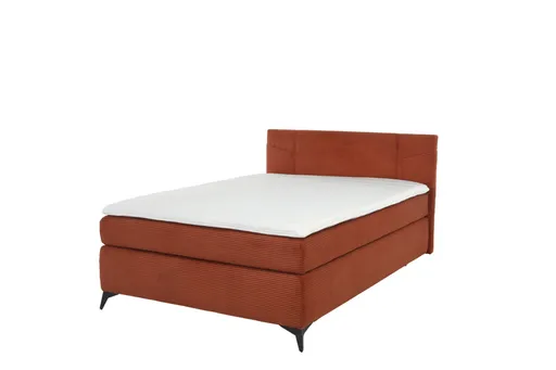 Boxspringbett JODIE- Ligefläche ca. 140x200 cm, Stoff, Rostrot