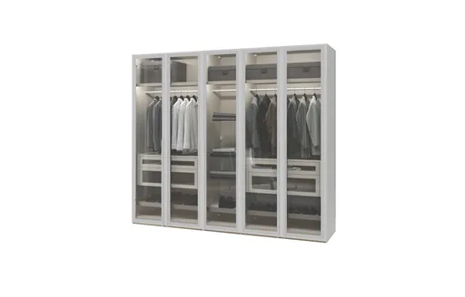 Drehtürenschrank JOIN IT- B ca. 252 cm, Weiss, Glas