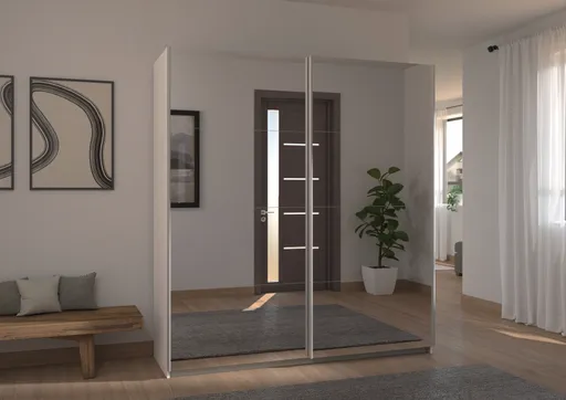 Schwebetürenschrank RUBITO- B ca. 181 cm, Weiß, Spiegel