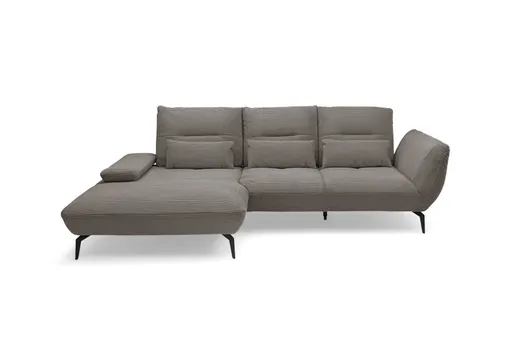 Ecksofa PAYTON - Ecke links, 2-Sitzer inkl. Rückenneigung, Armteilverstellung, Stoff, Taupe
