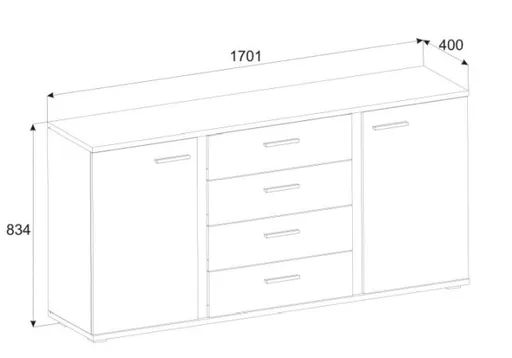 Sideboard- Eiche Dekor, Schwarz