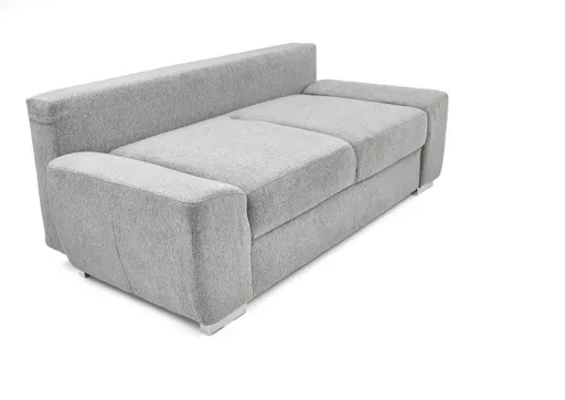 Schlafsofa EMIEL - 2-Sitzer inkl. Schlaffunktion und Bettkasten, Stoff, Hellgrau