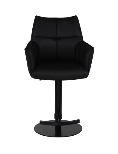 Barhocker MELE - drehbar, höhenverstellbar, Leder, Schwarz