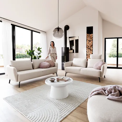 Sofa CARLLOTA - 3-Sitzer, Stoff, Natur