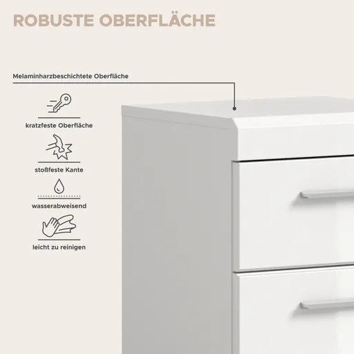 Standschrank - B ca. 37 cm, Weiß, Weiß Hochglanz