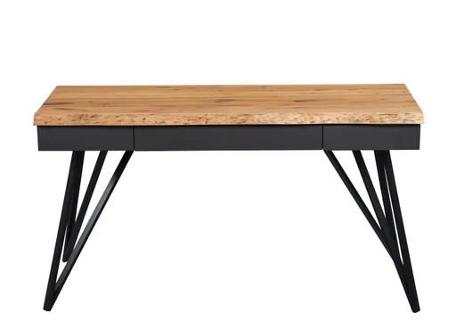 Schreibtisch MEIRA - Wildeiche massiv, Metall schwarz