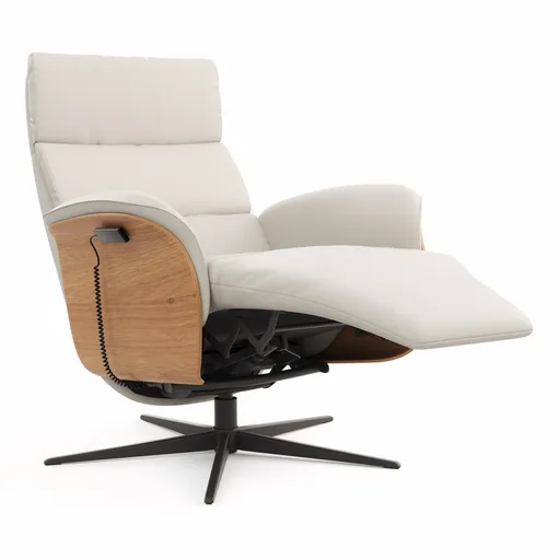 Relaxsessel Amila - Größe L, inkl. 4-motorischer Relaxfunktion und Aufstehhilfe, Leder, Silbergrau