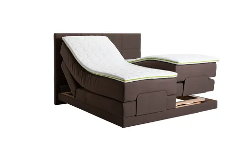 Boxspringbett Alpin Luxe - inkl. Kopf- und Fußteil verstellbar, Liegefläche ca. 180x200 cm, Stoff, Dunkelbraun