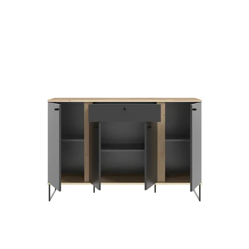 Sideboard - B ca. 135 cm, Anthrazit, Evoke Eiche Nachbildung