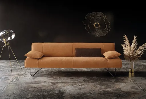 Sofa - 2-Sitzer, Leder, Hellbraun