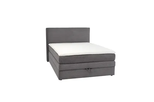 Boxspringbett JANETT- Liegefläche ca. 140x200 cm, Stoff, Grau