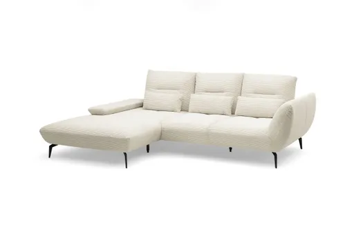 Ecksofa PAYTON - Ecke links, 2-Sitzer inkl. Rückenneigung, Armteilverstellung, Stoff, Creme (Ausstellungskombination)