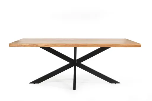 Esstisch - LB ca. 220x100 cm, Eiche massiv geölt, Baumkante, Schwarz