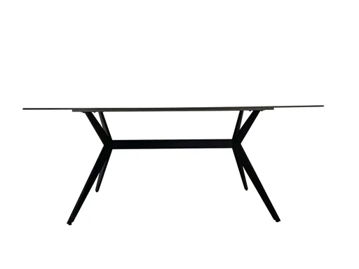 Esstisch - LB ca. 180x90 cm, Marmoroptik grau, Schwarz