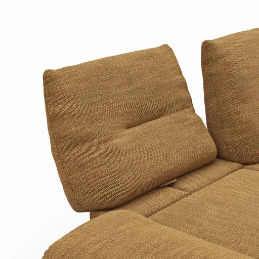 Ecksofa Lucero - 2-Sitzer mit Longchair rechts inkl. Rückenlehne/Armlehne/Sitztiefe verstellbar und drehbares Sitzelement, Stoff, Senfgelb