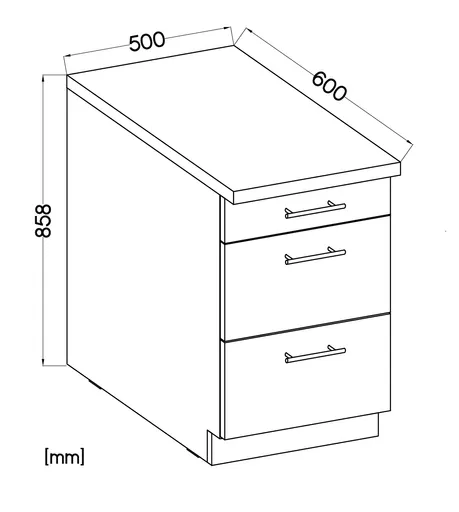 Unterschrank-B B ca. 50 cm, Eiche Dekor, Kaschmir, Matt