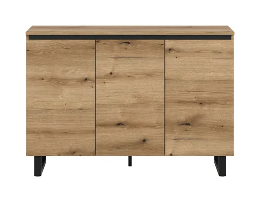 Sideboard - B ca. 120 cm, Evoke Eiche Nachbildung, Schwarz