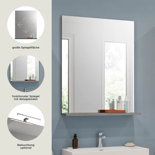 Spiegel - LB ca. 60x79 cm, Rauchsilber