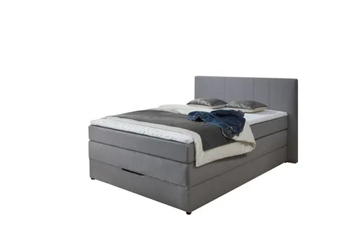 Boxspringbett- Liegefläche ca. 140x200 cm, Stoff, Silbergrau