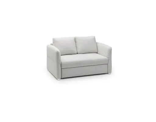Sofa JORDEN - 1,5-Sitzer inkl. Schlaffunktion mit Bettkasten, verstellbare Armlehnen, Stoff, Beige