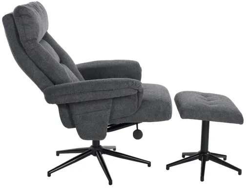 Relaxsessel mit Hocker - drehbar, Relaxfunktion, Webstoff, Anthrazit