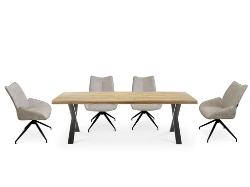 Stuhl MAUREEN - drehbar, Stoff, Creme