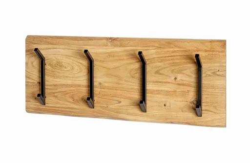 Wandgarderobe - B ca. 90 cm, Akazie, Schwarz