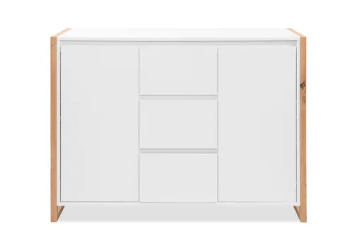 Kommode - B ca. 120 cm, Weiß, Artisan Eiche Nachbildung