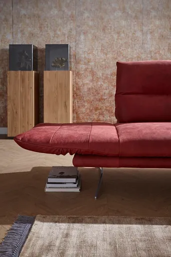Sofa Lucero - 2,5-Sitzer inkl. Rückenlehne/Armlehne/Sitztiefe verstellbar und drehbares Sitzelement, Leder, Weinrot
