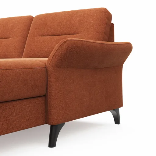 Wohnlandschaft Almyra - Ottomane links, 2,5-Sitzer, Longchair rechts, Stoff, Kupfer