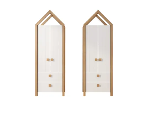 Kleiderschrank - B ca. 76 cm, Kiefer Weiß, Birke
