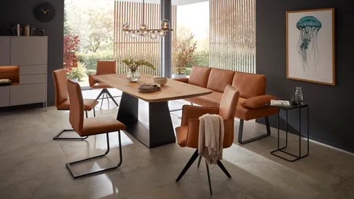 Polsterbank Elda - Breite ca. 236 cm, Leder, Cognac