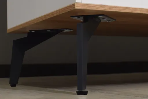 Lowboard - B ca. 207 cm, Weiß, Asteiche, Schwarz