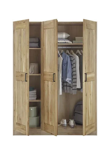 Drehtürenschrank- B ca. 152 cm, Wildeiche, teilmassiv, Geölt