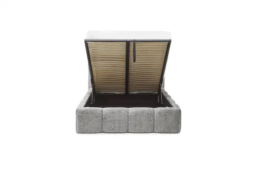 Bettgestell SANDRIN R- Liegefläche ca. 160x200 cm, Stoff, Hellgrau, inkl. Lattenrost und Stauraum