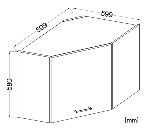 Eck-Hängeschrank- B ca. 60 cm, Weiß, Matt
