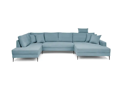 Wohnlandschaft - Ecke links, 2-Sitzer, Longchair rechts, Stoff, Petrol