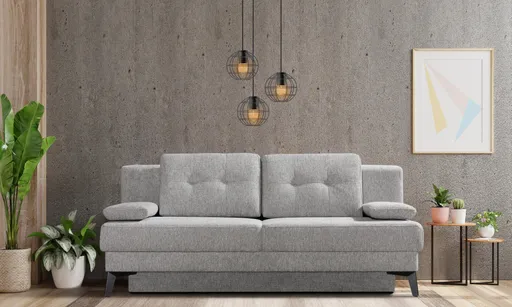 Querschläfer - Schlaffunktion mit Bettkasten, Stoff, Hellgrau