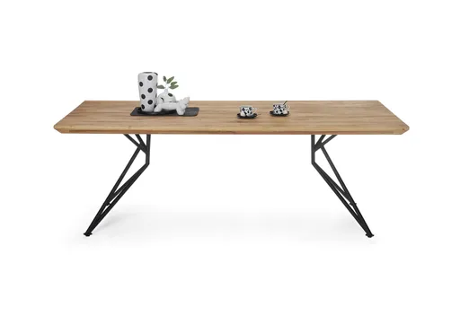 Esstisch - LB ca. 200x100 cm, Wildeiche massiv geölt, Schweizer Kante, Schwarz