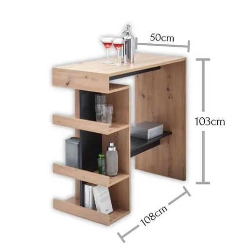 Bartisch - B/H/T ca. 108x103x50 cm, Eiche Dekor 