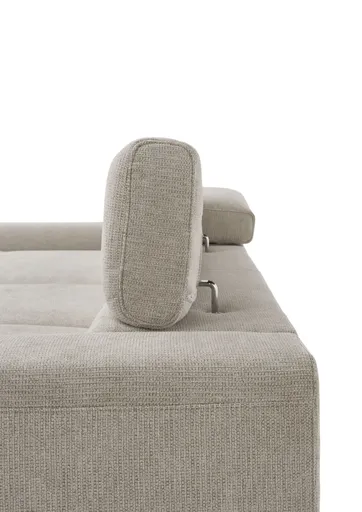 Ecksofa CHENOA - 2-Sitzer mit Longchair rechts, Sitzvorzug motorisch, Stoff, Natur