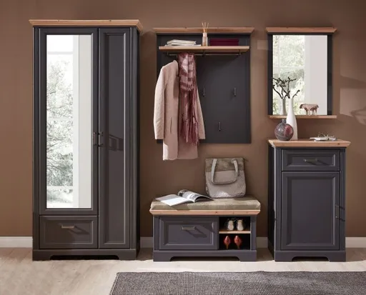 Garderobenschrank - B ca. 93 cm, Graphit, Artisan Eiche Nachbildung